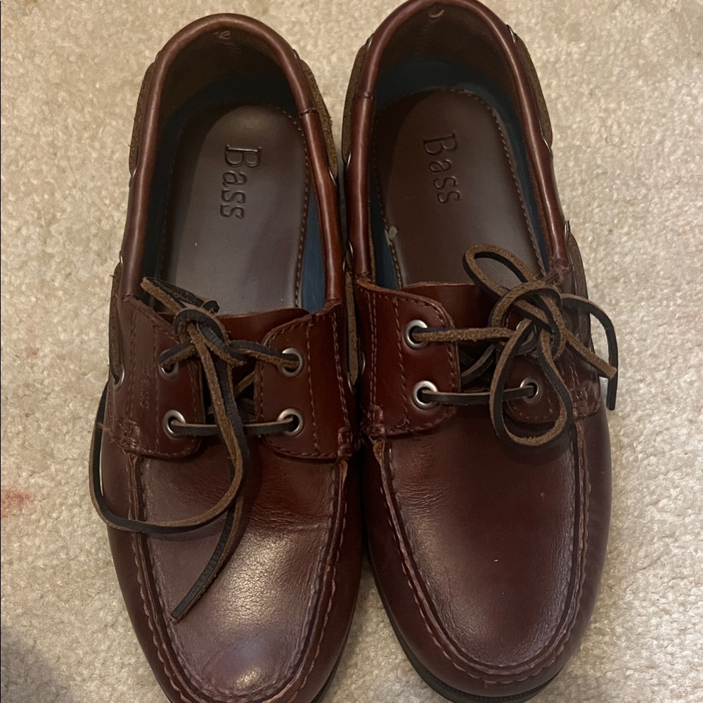 Bass Men's Dark Brown Leather loafers Shoes size 7.5M